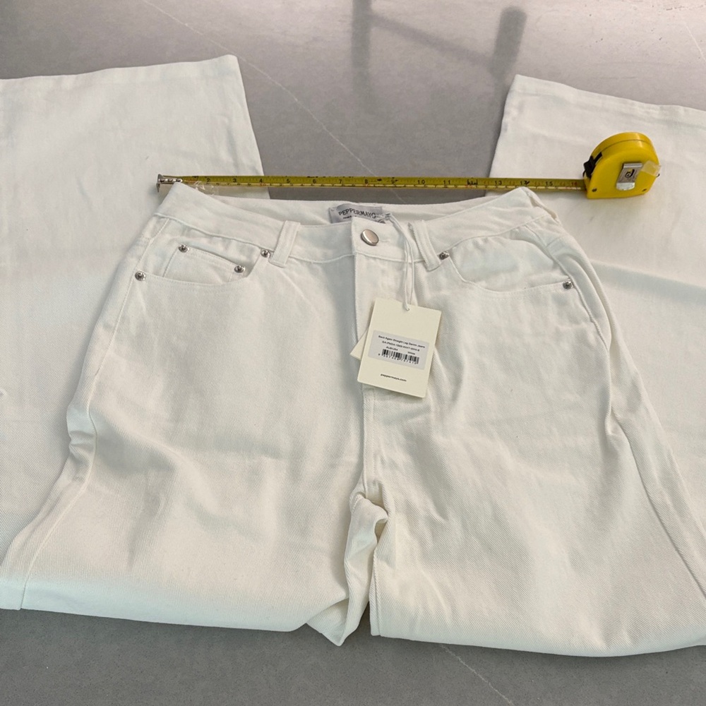 Peppermayo White Straight Leg Denim Jeans